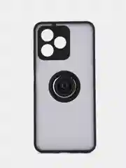 Черный чехол противоударный Realme C53 / C51 / Note 50, с металлической подставкой кольцом
