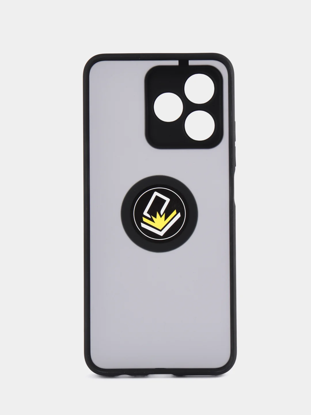 Черный чехол противоударный Realme C53 / C51 / Note 50, с металлической подставкой кольцом