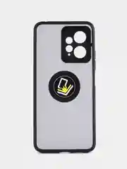 Черный чехол противоударный Xiaomi Redmi Note 12 4G, с металлической подставкой кольцом