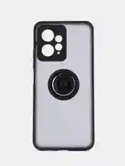 Черный чехол противоударный Xiaomi Redmi Note 12 4G, с металлической подставкой кольцом