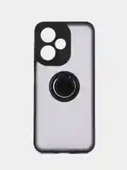 Черный чехол противоударный Infinix HOT 30 Play, с металлической подставкой кольцом