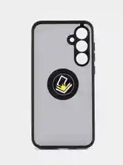 Черный чехол противоударный Samsung Galaxy A35 5G, с металлической подставкой кольцом