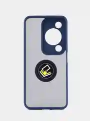 Синий чехол противоударный HUAWEI nova Y72 (Хуавей Нова у72), с металлической подставкой кольцом