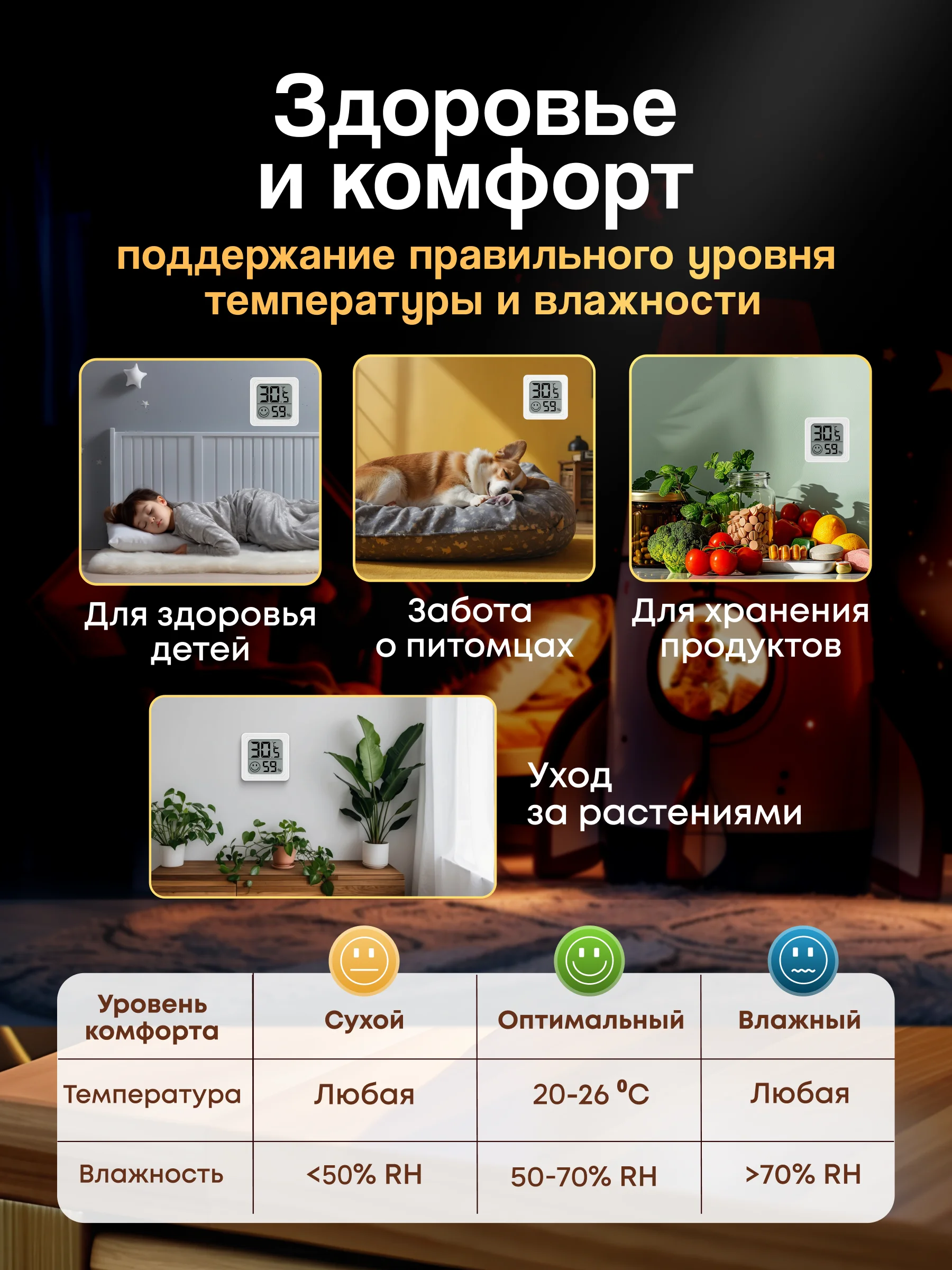 Термометр гигрометр комнатный электронный