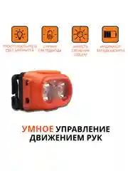 Налобный фонарь светодиодны с датчиком движения 200 люмен