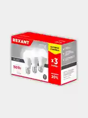 Лампочка светодиодная E27 Груша, REXANT, 11,5 Вт 6500К, 3 шт