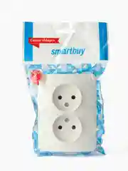 Розетка Smartbuy SBE-02w-10-S2-N-c, пластик, 2 гнезда, 10A, без заземления, белая
