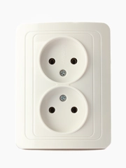 Розетка Smartbuy SBE-02w-10-S2-N-c, пластик, 2 гнезда, 10A, без заземления, белая