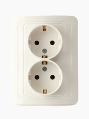 Розетка Smartbuy SBE-02w-16-S2-Z-c, 2 гнезда, 16А, керамика,  с заземлением, белая