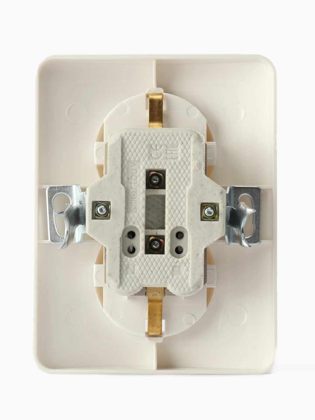 Розетка Smartbuy SBE-02w-16-S2-Z-c, 2 гнезда, 16А, керамика, с заземлением, белая