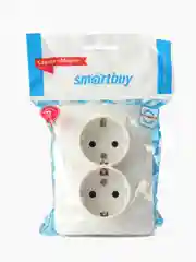 Розетка Smartbuy SBE-02w-16-S2-Z-c, 2 гнезда, 16А, керамика,  с заземлением, белая