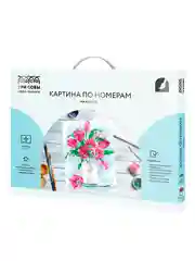 Картина по номерам на холсте ТРИ СОВЫ "Розовые тюльпаны", 30х40 см, с красками и кистями