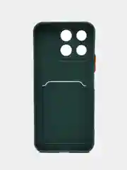 Тёмно-зелёный чехол для Honor X8B 4G (Хонор Х8б 4 джи), с карманом для карт