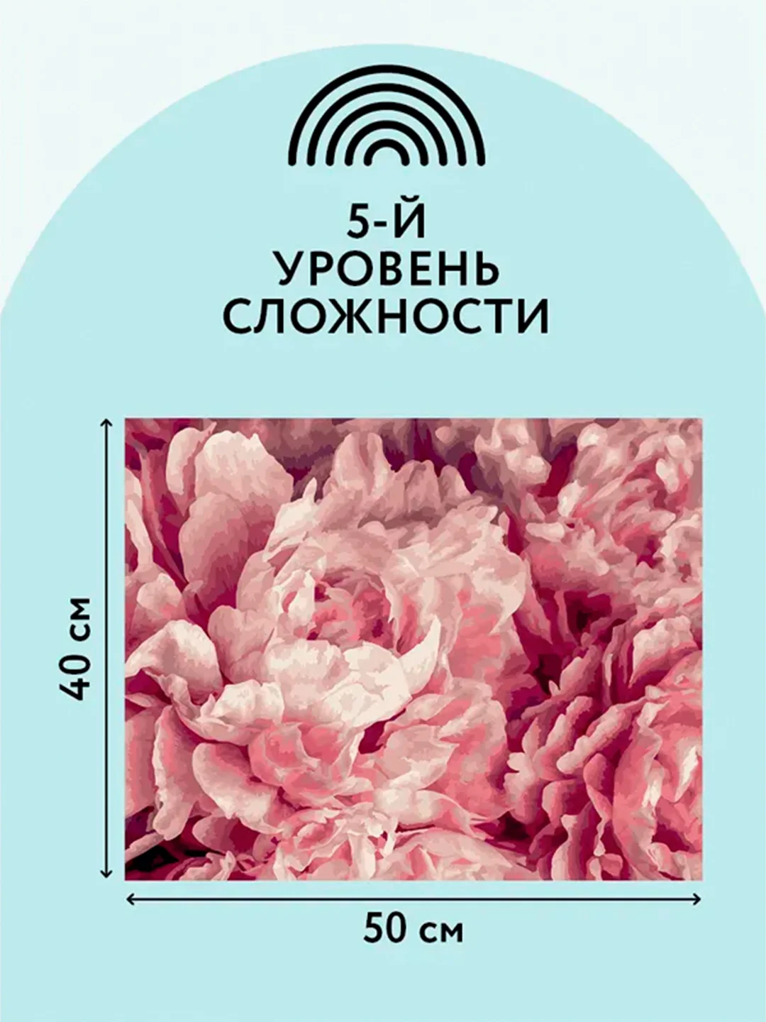 Картина по номерам на холсте Три совы "Нежные пионы", с красками и кистями, 40х50 см