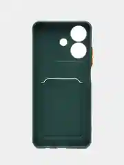 Тёмно-зелёный чехол для  Realme Note 60 4G (Реалми Нот 60 4 джи), с карманом для карт