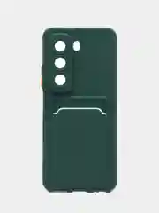 Тёмно-зелёный чехол для Infinix HOT 50 4G (Инфиникс Хот 50 4 джи), с карманом для карт