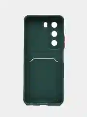 Тёмно-зелёный чехол для Infinix HOT 50 4G (Инфиникс Хот 50 4 джи), с карманом для карт