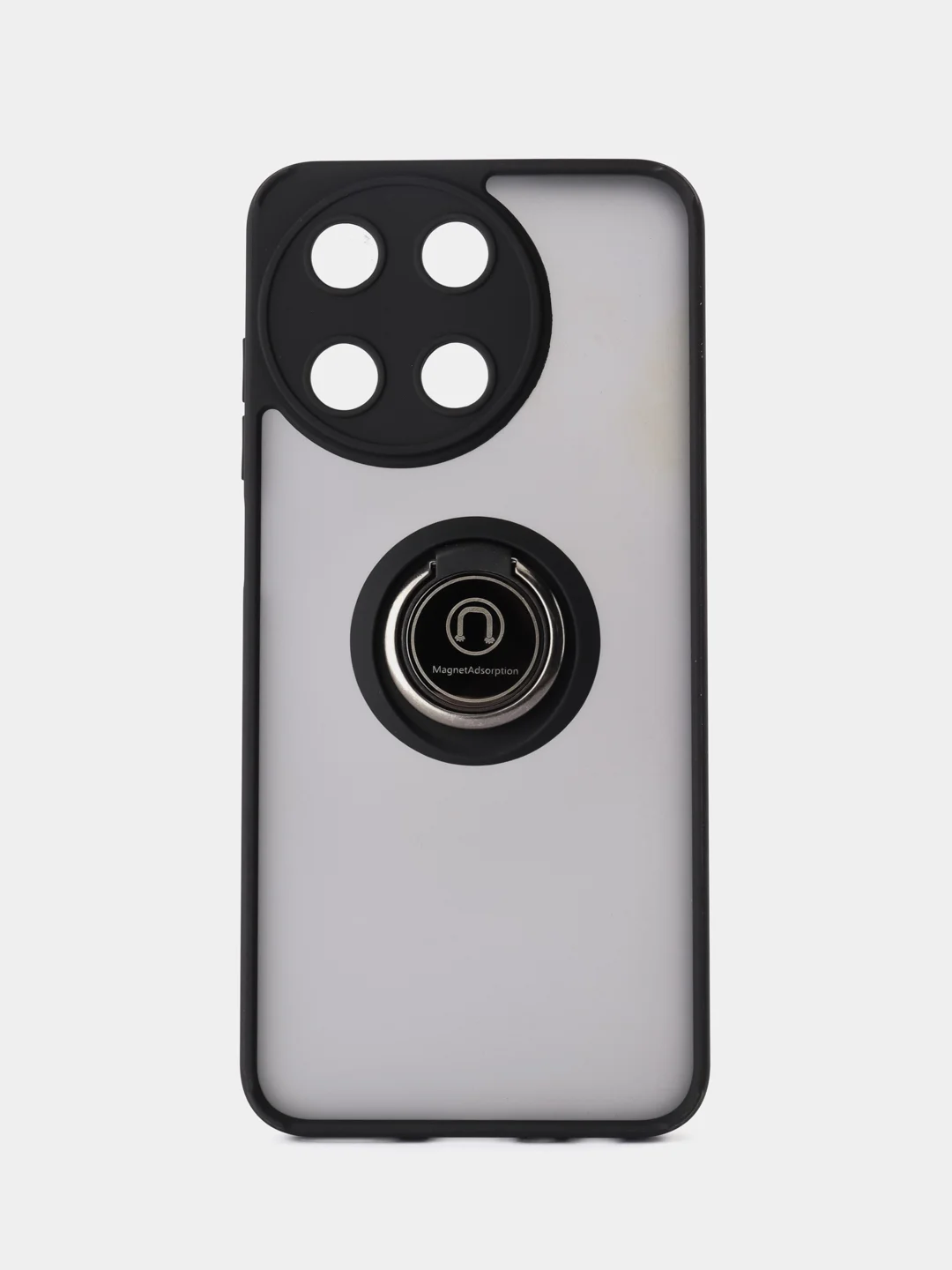 Черный чехол противоударный Realme 11 4G (Реалми 11 4 Джи), с металлической подставкой кольцом