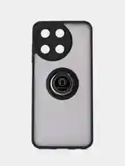 Черный чехол противоударный Realme 11 4G (Реалми 11 4 Джи), с металлической подставкой кольцом