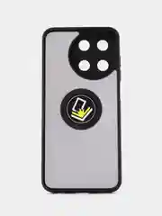 Черный чехол противоударный Realme 11 4G (Реалми 11 4 Джи), с металлической подставкой кольцом