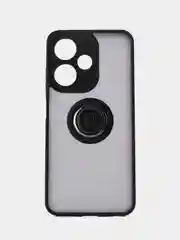 Черный чехол противоударный Infinix HOT 30i (Хот 30и), с металлической подставкой кольцом