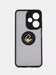 Черный чехол противоударный Infinix HOT 30i (Хот 30и), с металлической подставкой кольцом