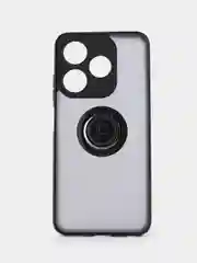 Черный чехол противоударный Tecno Spark 10 / Spark 10C, с металлической подставкой кольцом
