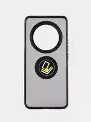Черный чехол противоударный Realme 12 Pro /Realme 12 Pro +, с металлической подставкой кольцом