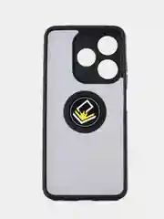 Черный чехол противоударный Tecno Spark 10 / Spark 10C, с металлической подставкой кольцом
