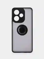 Черный чехол противоударный Infinix HOT 30 (Инфиникс ХОТ 30), с металлической подставкой кольцом