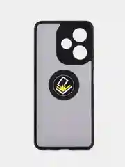 Черный чехол противоударный Infinix HOT 30 (Инфиникс ХОТ 30), с металлической подставкой кольцом