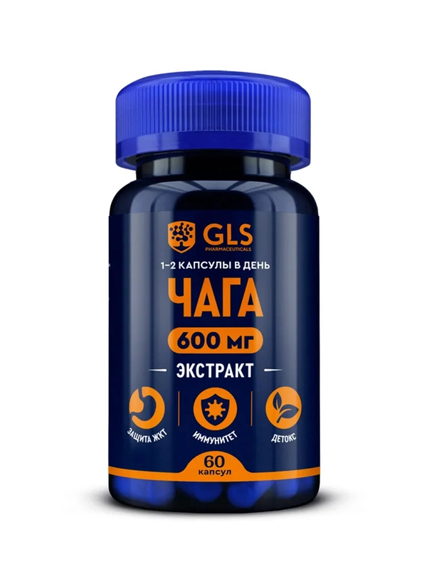 БАД к пище GLS "Чага", 400 мг, 60 капсул