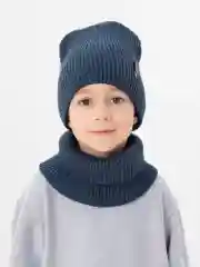 Голубой зимний комплект для мальчика 5- 12 лет . Зимняя шапка для мальчика