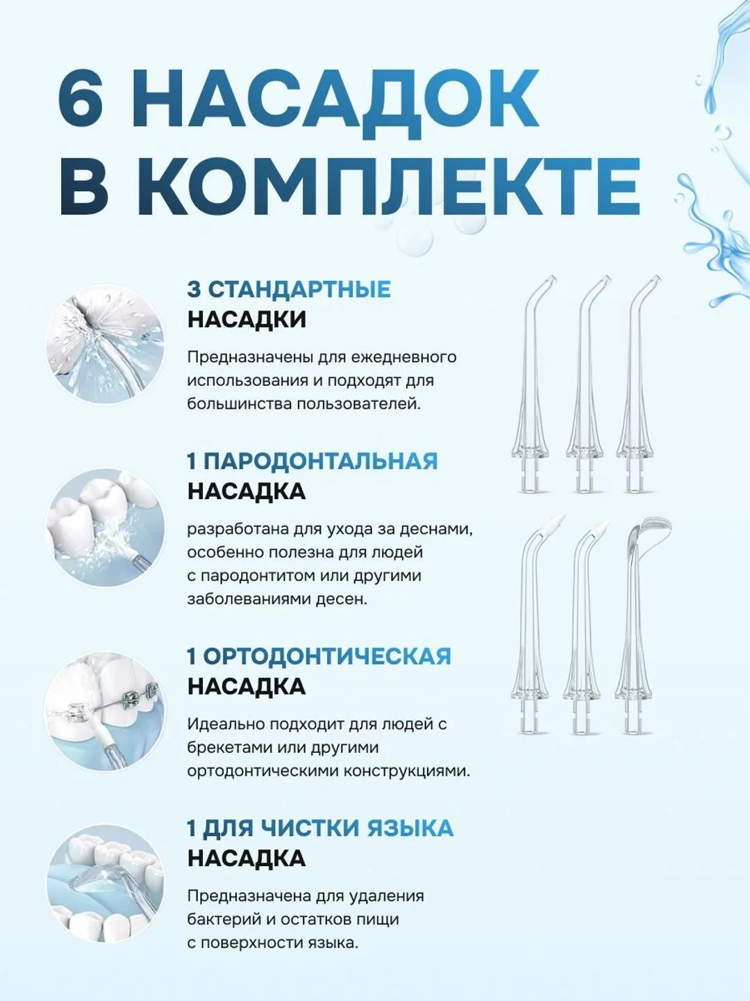 Черный ирригатор для полости рта портативный Bitvae F30 Water Flosser. 6 насадок, 70 дней работы