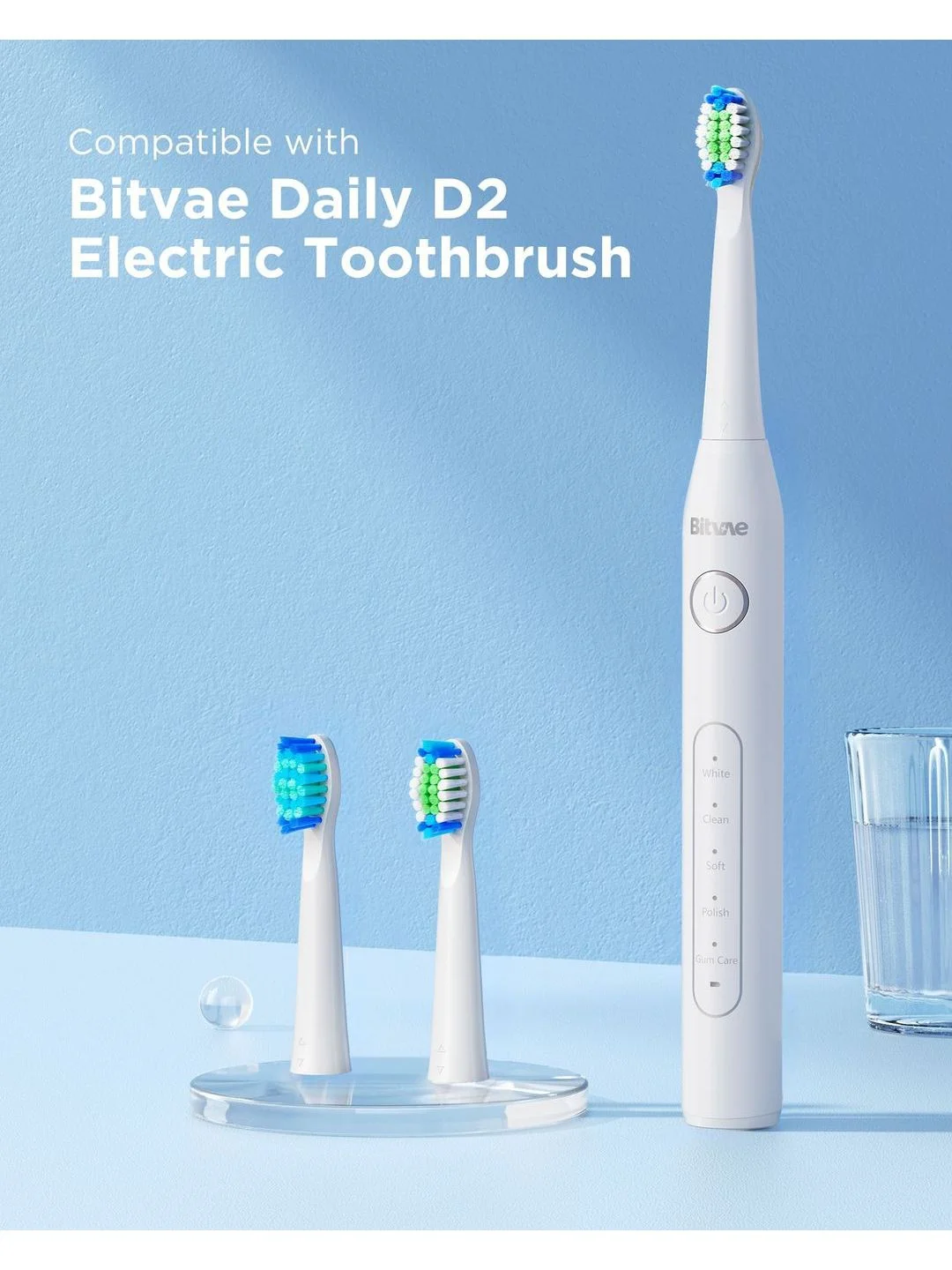 Белый насадки для электрических зубных щеток Bitvae D2 / E11 (4 шт) (D2 Heads), GLOBAL