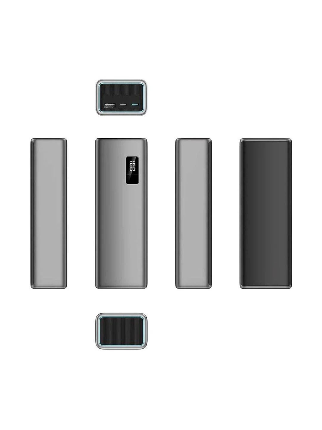 Тёмно-серый power Bank Cuktech P Series 20000 мАч QC 3.0 PD3.0 2xUSBA+1xType-C+ LED Disp