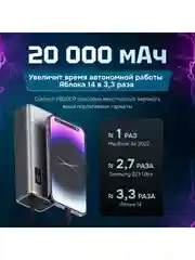 Тёмно-серый power Bank Cuktech P Series 20000 мАч QC 3.0 PD3.0 2xUSBA+1xType-C+ LED Disp