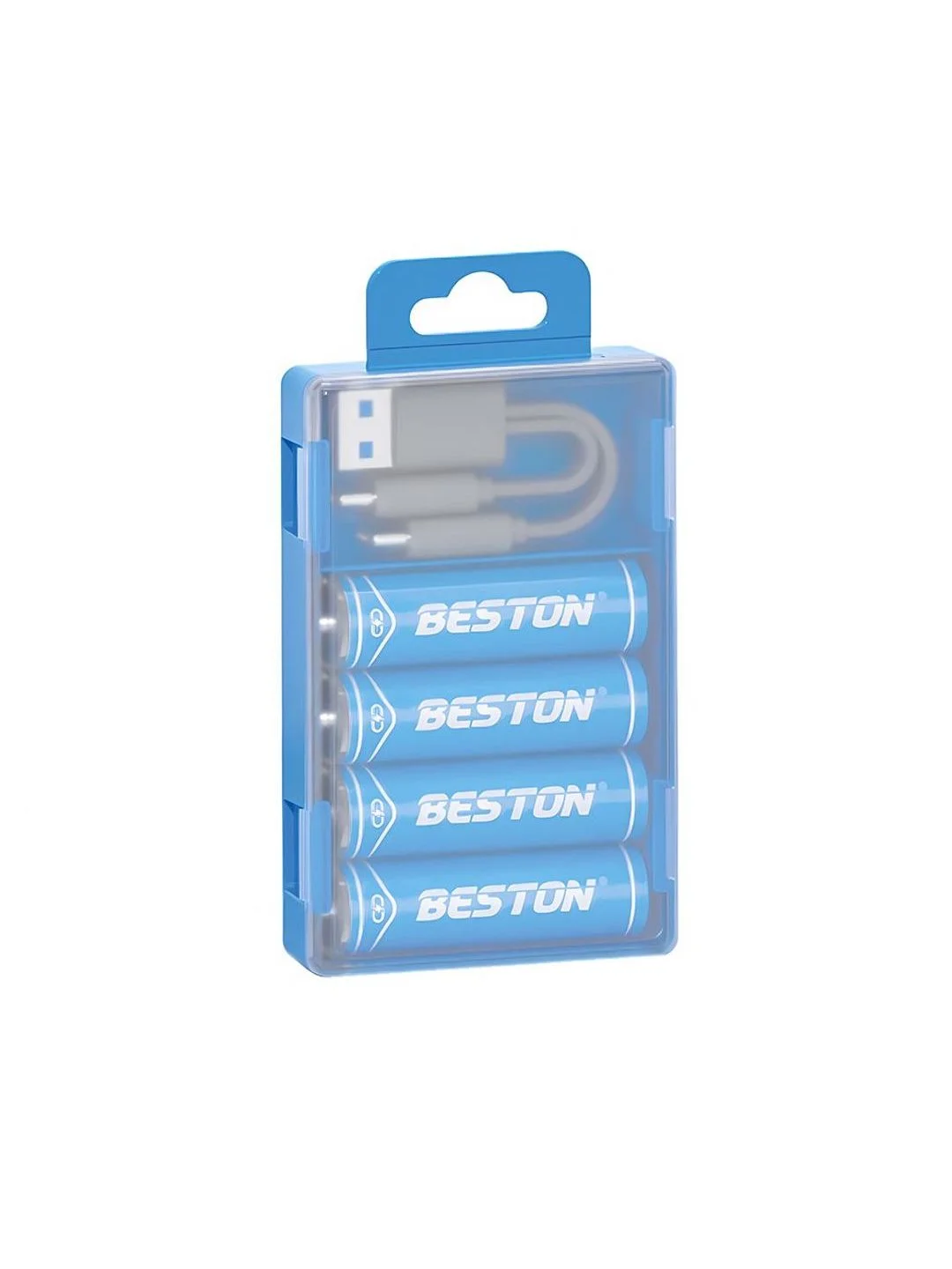 Голубой аккумуляторные батарейки Beston пальчиковые Li-Ion Beston AA с зарядкой по Type-C 2220