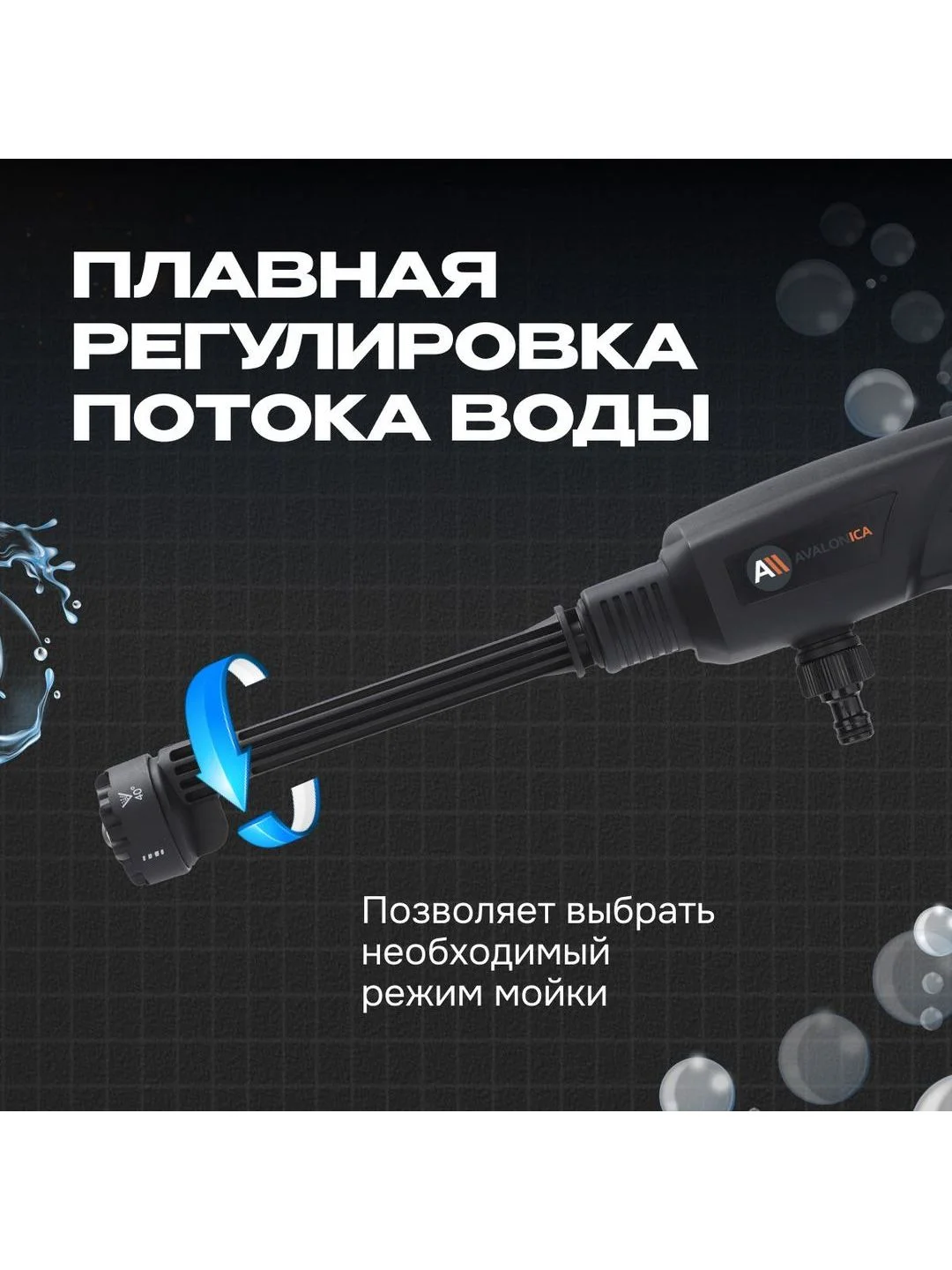 Аккумуляторная мойка высокого давления Avalonica AVA-CW-001, 24 бар, 200 Вт, 20000 мАч