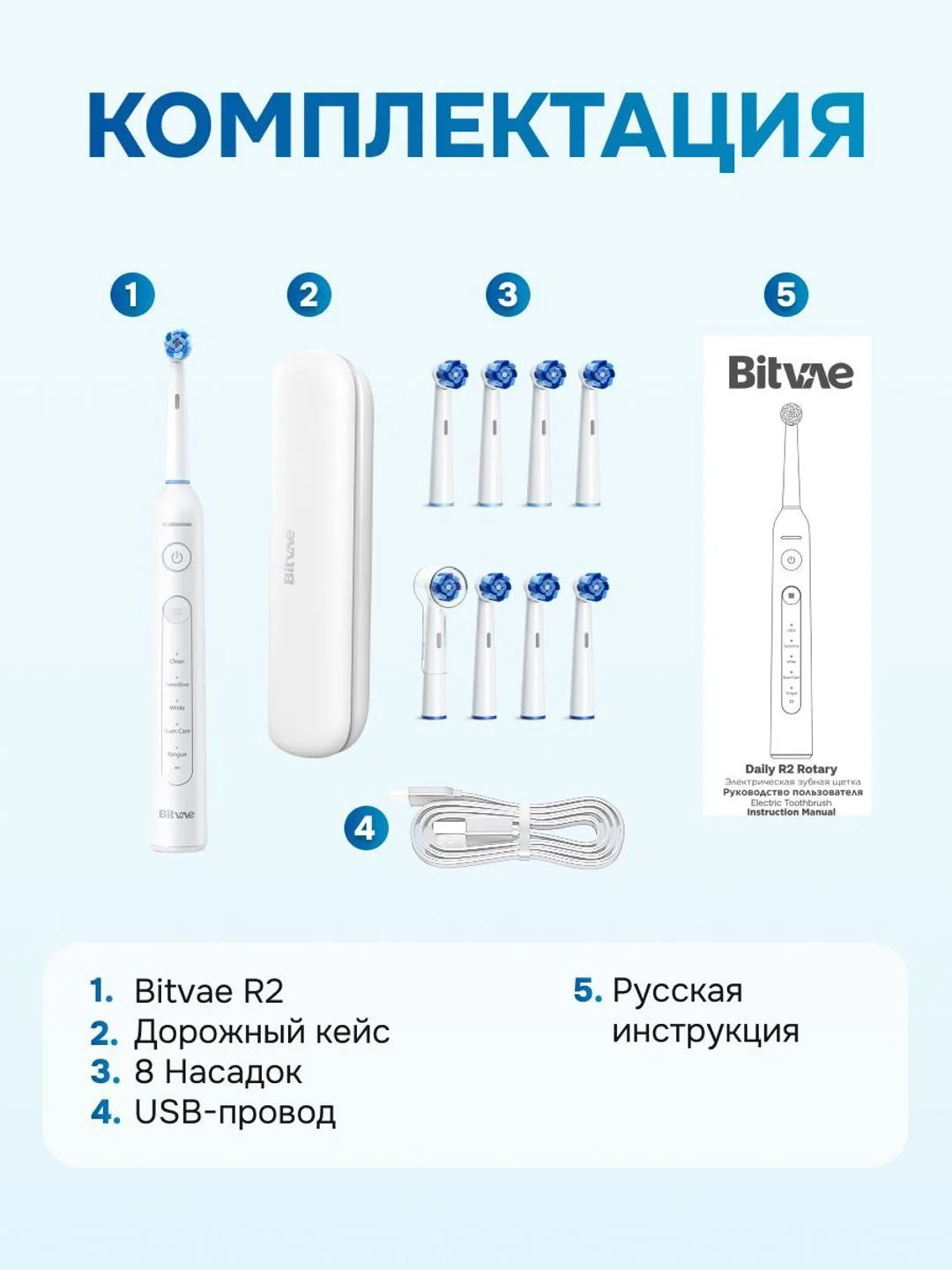 Черный электрическая зубная щетка Bitvae R2 Rotary E- Toothbrush (R2) ,GLOBAL