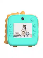Бирюзовый детский фотоаппарат мгновенной печати Kid Joy, c картинкой динозавра Print Cam