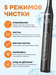 Черный электрическая зубная щетка массажная для полости рта Bitvae D2 Toothbrush + Case+8 Heads