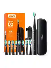 Черный электрическая зубная щетка массажная для полости рта Bitvae D2 Toothbrush + Case+8 Heads