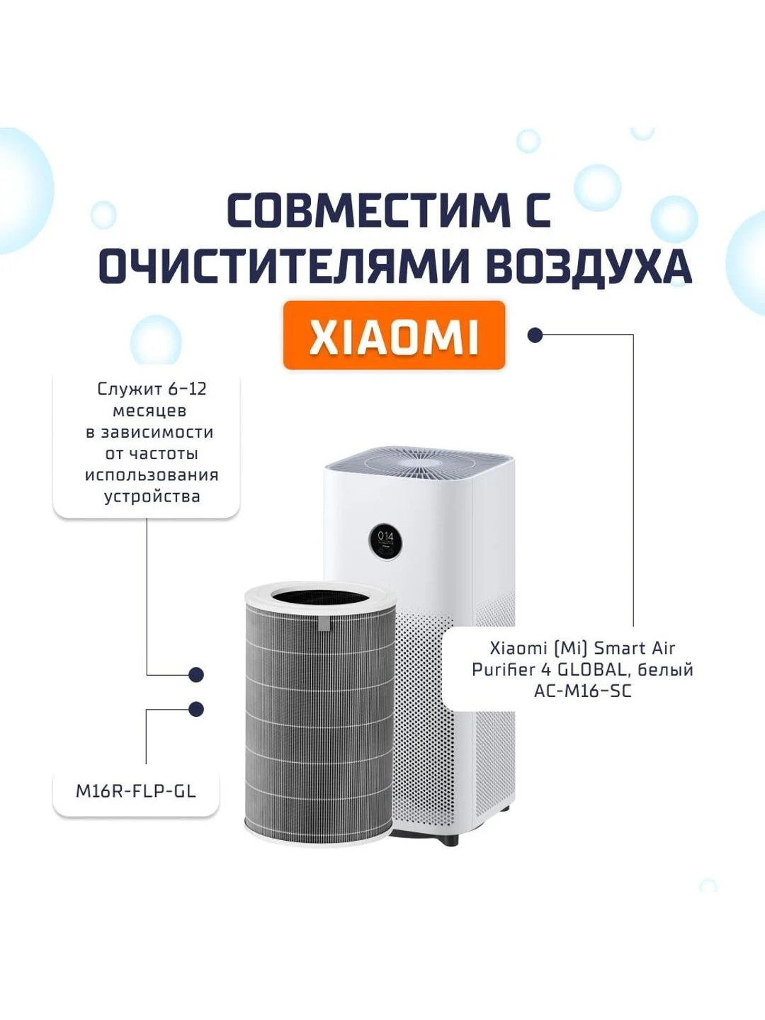 Серый фильтр для очистителя воздуха Xiaomi Smart Air Purifier 4 Filter (M16R-FLP-GL) (BHR5120GL)