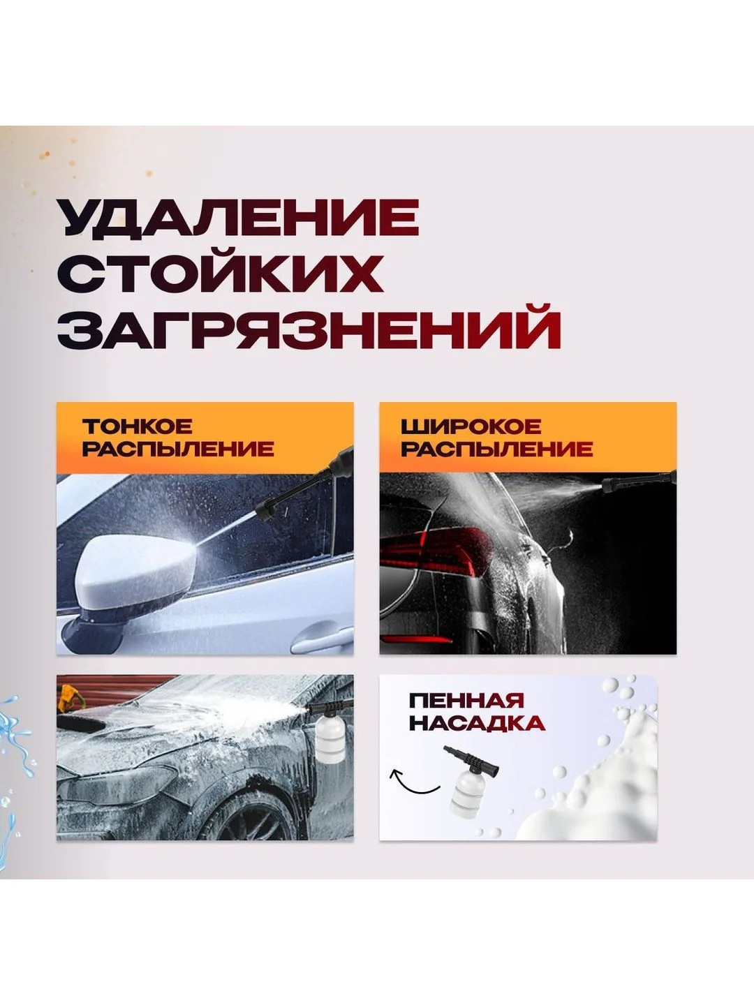 Аккумуляторная мойка высокого давления Avalonica AVA-CW-002, 20 бар, 200 Вт, 20000 мАч