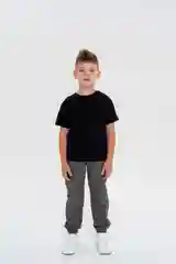 Черный детская базовая футболка для мальчика на рост 98-116 см, 3-6 лет