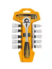 Набор торцевых головок с трещоткой INGCO Industrial  HKTS14122, 1/4", 5-14мм, 12 предметов