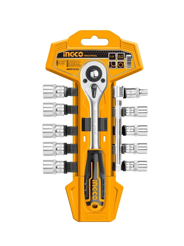 Набор торцевых головок с трещоткой INGCO Industrial  HKTS14122, 1/4", 5-14мм, 12 предметов