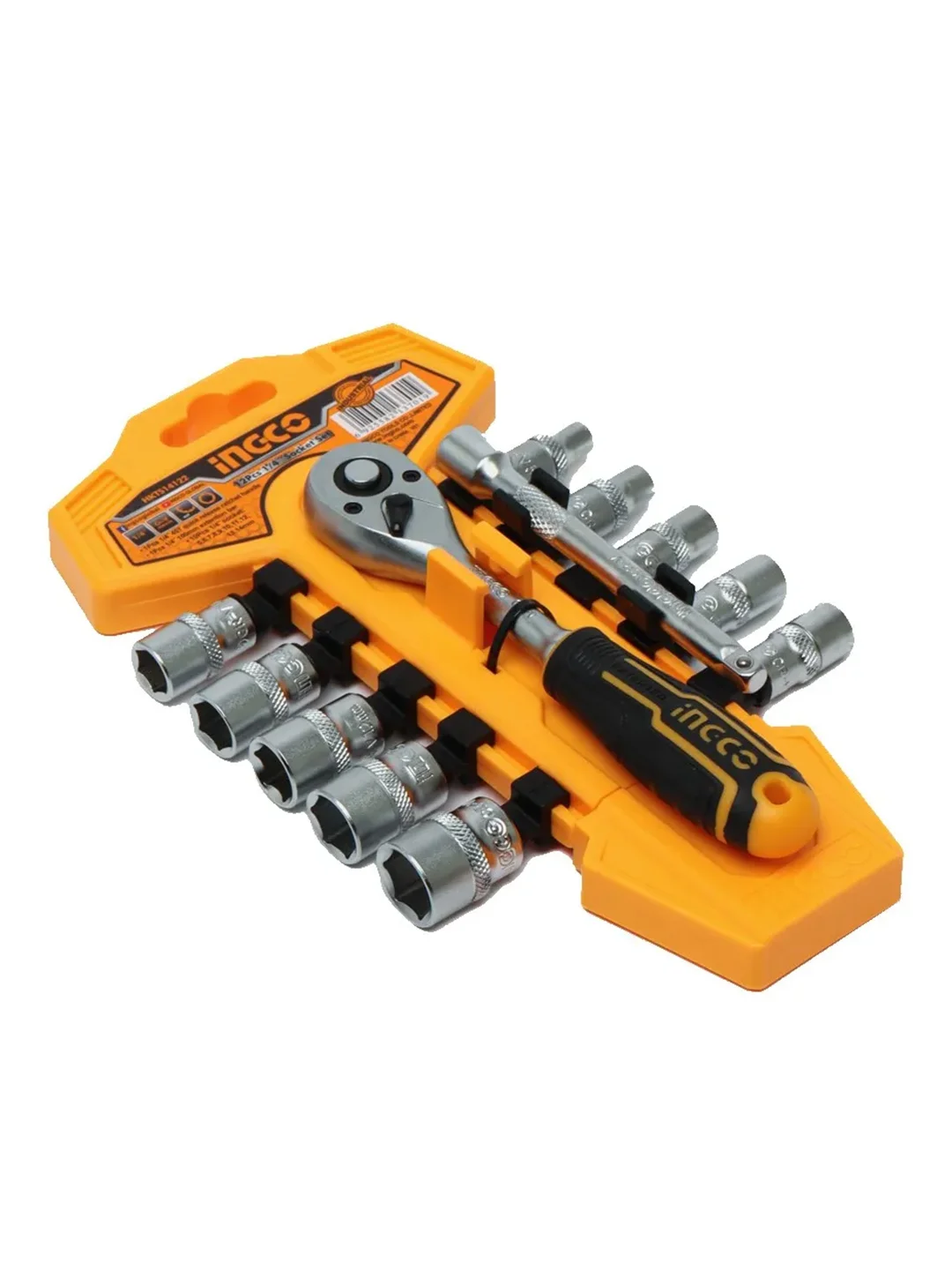 Набор торцевых головок с трещоткой INGCO Industrial  HKTS14122, 1/4", 5-14мм, 12 предметов
