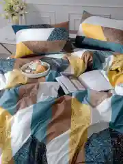 Горчичный комплект постельного белья Вселенная текстиля, 4102, 2-x спальный с Евро, нав. 50х70 см